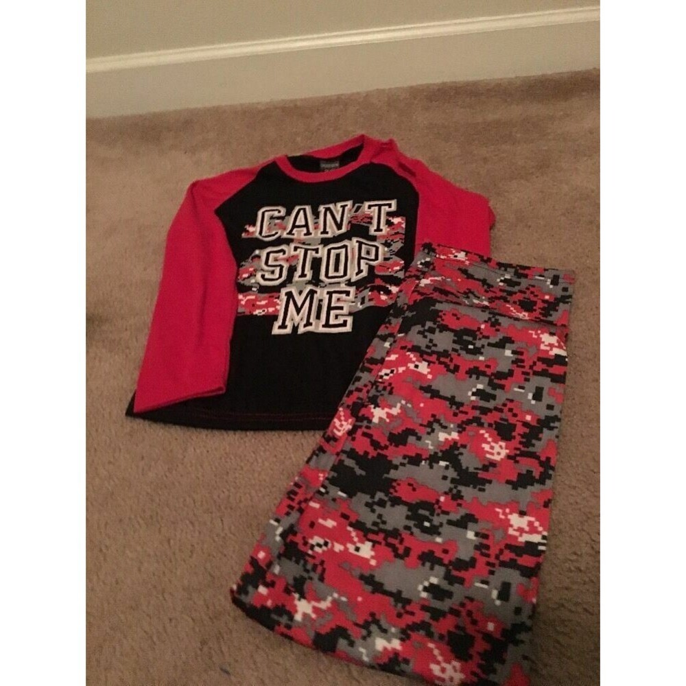 2pc Quad Seven Boys Graphic Print Pajama Pant Set Pants & Shirt Size 12/14